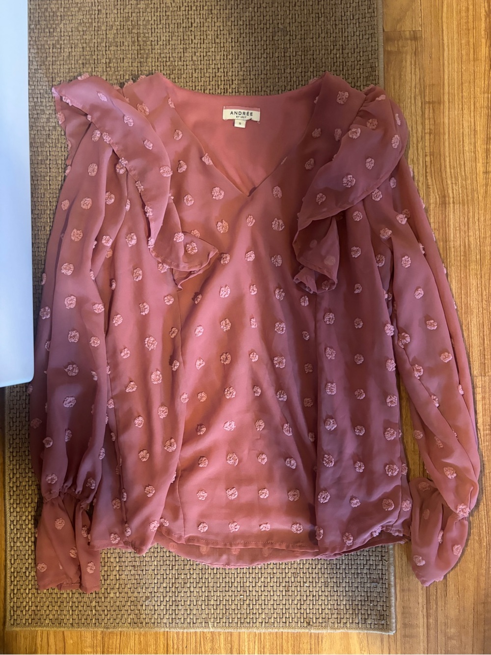 ANDRÉE BY UNIT Dusty Rose Ruffled Long-Sleeve Blouse